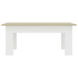 NNEVL Coffee Table White and Sonoma Oak 100x60x42 cm Engineered Wood