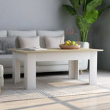 NNEVL Coffee Table White and Sonoma Oak 100x60x42 cm Engineered Wood