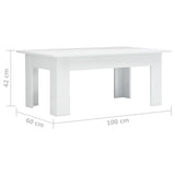 NNEVL Coffee Table High Gloss White 100x60x42 cm Chipboard
