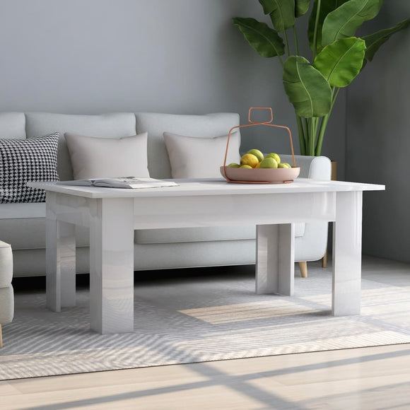 NNEVL Coffee Table High Gloss White 100x60x42 cm Chipboard