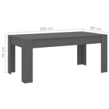 NNEVL Dining Table Grey 180x90x76 cm Chipboard