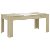 NNEVL Dining Table White and Sonoma Oak 180x90x76 cm Chipboard