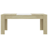 NNEVL Dining Table White and Sonoma Oak 180x90x76 cm Chipboard
