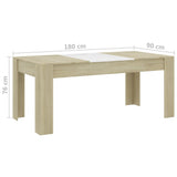 NNEVL Dining Table White and Sonoma Oak 180x90x76 cm Chipboard