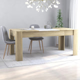 NNEVL Dining Table White and Sonoma Oak 180x90x76 cm Chipboard