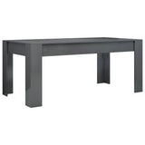 NNEVL Dining Table High Gloss Grey 180x90x76 cm Chipboard