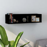 NNEVL CD Wall Shelf Black 75x18x18 cm Chipboard