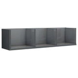 NNEVL CD Wall Shelf High Gloss Grey 75x18x18 cm Chipboard