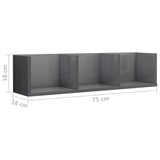 NNEVL CD Wall Shelf High Gloss Grey 75x18x18 cm Chipboard