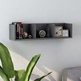 NNEVL CD Wall Shelf High Gloss Grey 75x18x18 cm Chipboard