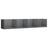 NNEVL CD Wall Shelf High Gloss Grey 100x18x18 cm Chipboard