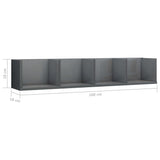NNEVL CD Wall Shelf High Gloss Grey 100x18x18 cm Chipboard