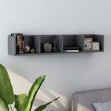 NNEVL CD Wall Shelf High Gloss Grey 100x18x18 cm Chipboard