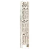 NNEVL Hand carved 4-Panel Room Divider White 160x165 cm Solid Mango Wood
