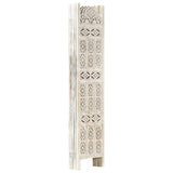 NNEVL Hand carved 5-Panel Room Divider White 200x165 cm Solid Mango Wood