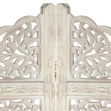 NNEVL Hand carved 4-Panel Room Divider White 160x165 cm Solid Mango Wood