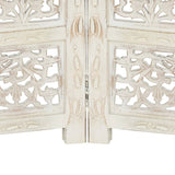 NNEVL Hand carved 4-Panel Room Divider White 160x165 cm Solid Mango Wood