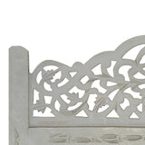 NNEVL Hand carved 4-Panel Room Divider Grey 160x165 cm Solid Mango Wood