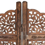 NNEVL Hand carved 4-Panel Room Divider Brown 160x165 cm Solid Mango Wood