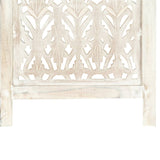 NNEVL Hand carved 5-Panel Room Divider White 200x165 cm Solid Mango Wood