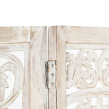 NNEVL Hand carved 3-Panel Room Divider White 120x165 cm Solid Mango Wood