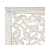 NNEVL Hand carved 3-Panel Room Divider White 120x165 cm Solid Mango Wood