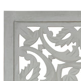 NNEVL Hand carved 3-Panel Room Divider Grey 120x165 cm Solid Mango Wood