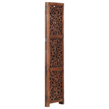 NNEVL Hand carved 3-Panel Room Divider Brown 120x165 cm Solid Mango Wood