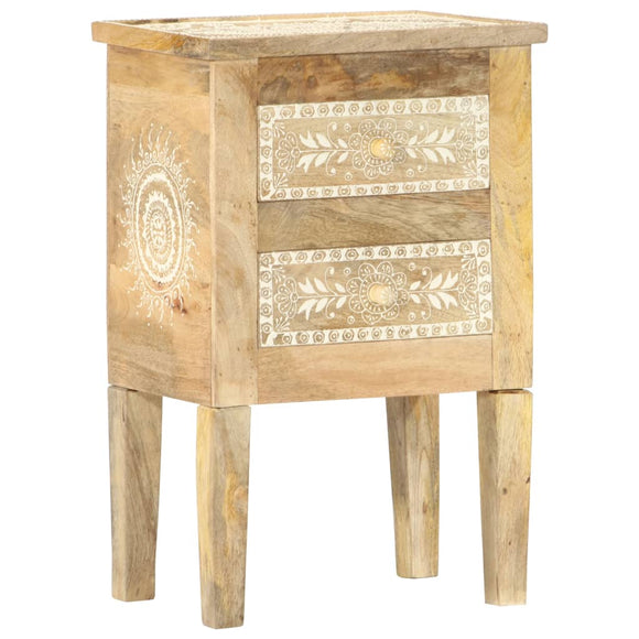 NNEVL Hand Painted Bedside Cabinet 40x30x60 cm Solid Mango Wood
