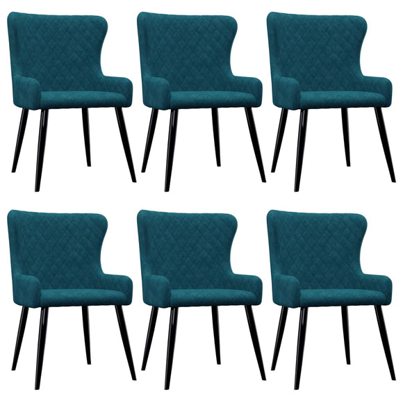 NNEVL Dining Chairs 6 pcs Blue Velvet