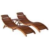 NNEVL 3 Piece Sunlounger with Tea Table Solid Wood Acacia