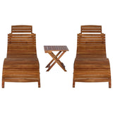 NNEVL 3 Piece Sunlounger with Tea Table Solid Wood Acacia
