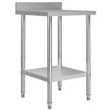 NNEVL Kitchen Work Table with Backsplash 60x60x93 cm Stainless Steel