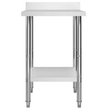NNEVL Kitchen Work Table with Backsplash 60x60x93 cm Stainless Steel