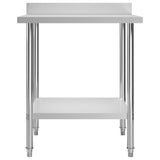 NNEVL Kitchen Work Table with Backsplash 80x60x93 cm Stainless Steel
