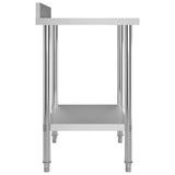 NNEVL Kitchen Work Table with Backsplash 80x60x93 cm Stainless Steel