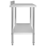 NNEVL Kitchen Work Table with Backsplash 120x60x93 cm Stainless Steel