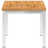 NNEVL Garden Side Table 45x45x38 cm Solid Acacia Wood and Stainless Steel