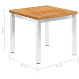 NNEVL Garden Side Table 45x45x38 cm Solid Acacia Wood and Stainless Steel