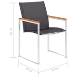 NNEVL Garden Chairs 4 pcs Textilene and Stainless Steel Grey