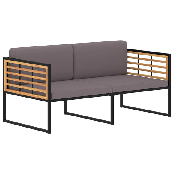 NNEVL Garden Bench with Cushions 136 cm Solid Acacia Wood Dark Grey