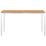 NNEVL Garden Dining Table 140x80x75 cm Solid Teak Wood and Stainless Steel