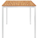 NNEVL Garden Dining Table 160x80x75 cm Solid Teak Wood and Stainless Steel