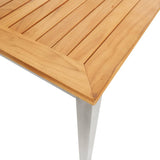 NNEVL Garden Dining Table 180x90x75 cm Solid Teak Wood and Stainless Steel