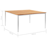 NNEVL Garden Dining Table 150x150x75 cm Solid Teak Wood and Stainless Steel