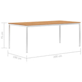 NNEVL Garden Dining Table 200x100x75 cm Solid Teak Wood and Stainless Steel