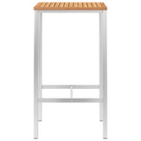 NNEVL Bar Table 60x60x105 cm Solid Teak Wood and Stainless Steel