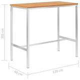 NNEVL Bar Table 120x60x105 cm Solid Teak Wood and Stainless Steel