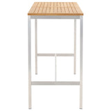 NNEVL Bar Table 160x60x105 cm Solid Teak Wood and Stainless Steel