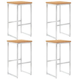 NNEVL Bar Stools 4 pcs Solid Teak Wood and Stainless Steel